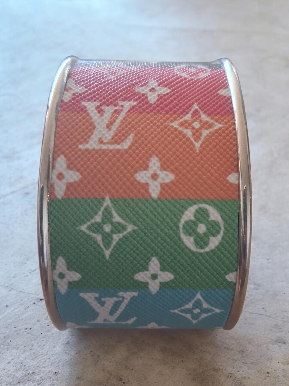LV Multicolor Monogram Cuff Bracelet - Pink Orange Green Blue